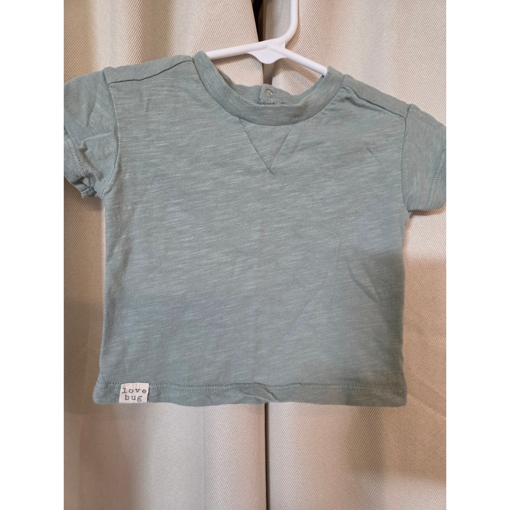 Grayson Mini Baby Sage Green Slub Knit Love Bug Short Sleeve Shirt 0-3 Months